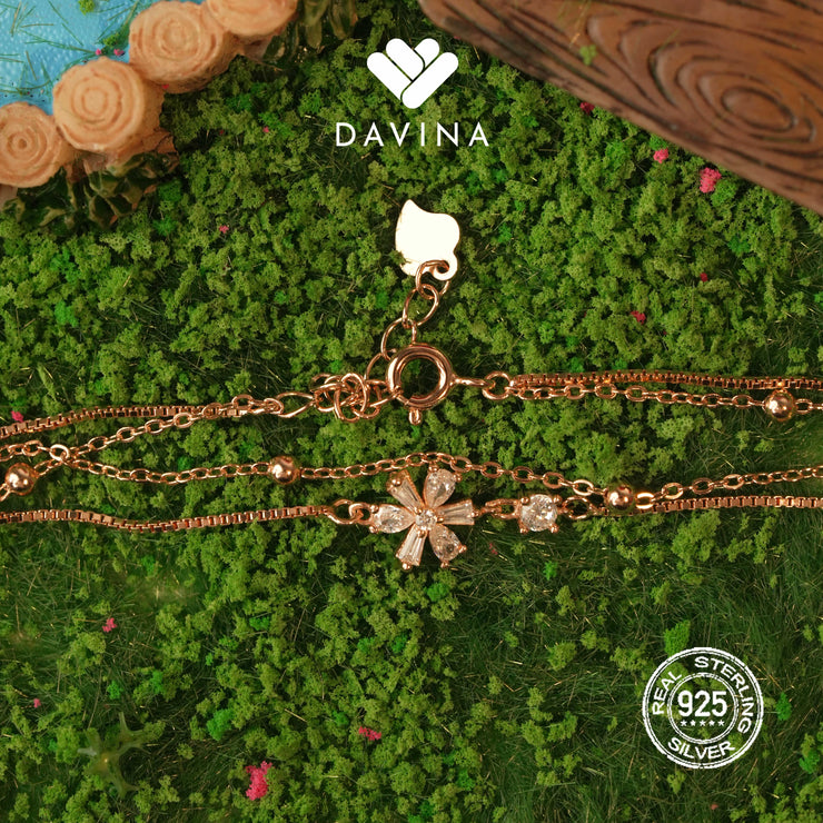 DAVINA Ladies Florae Bracelet Rose Gold Color Sterling Silver 925