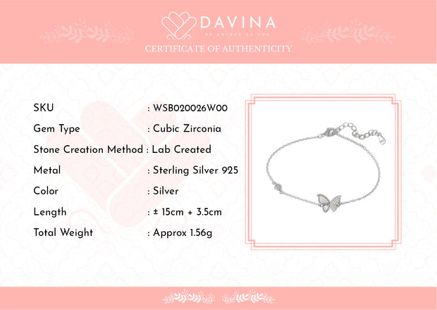 Davina Ladies Mariposa Bracelet Silver Color S925