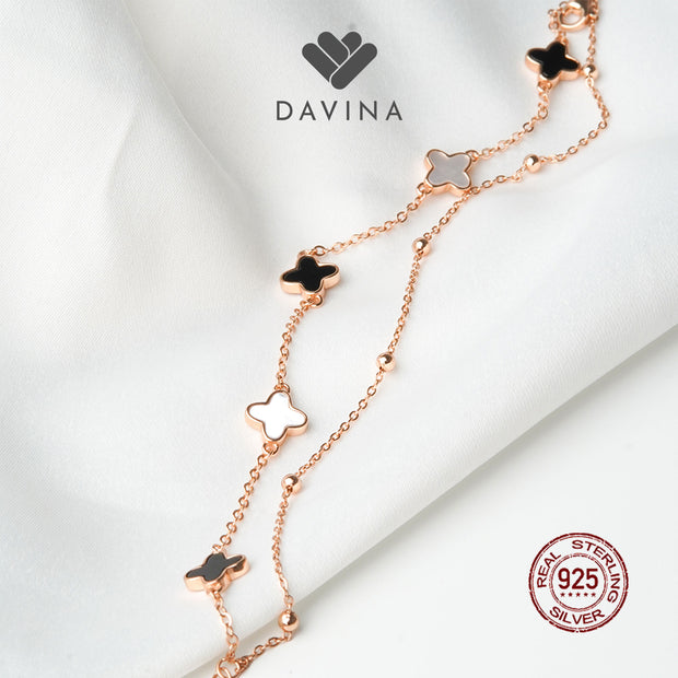 DAVINA Ladies Kayne Black Bracelet Rose Gold Plated Sterling Silver 925