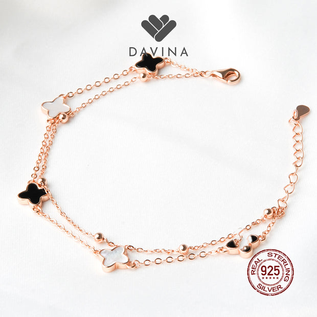 DAVINA Ladies Kayne Black Bracelet Rose Gold Plated Sterling Silver 925