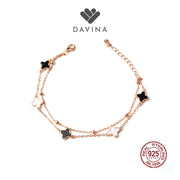 DAVINA Ladies Kayne Black Bracelet Rose Gold Plated Sterling Silver 925