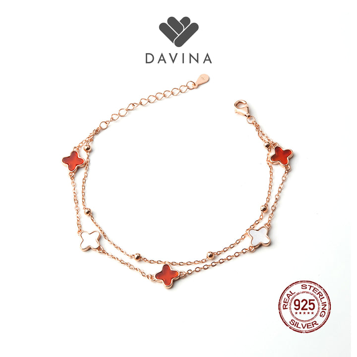DAVINA Ladies Kayne Red Bracelet Rose Gold Plated Sterling Silver 925
