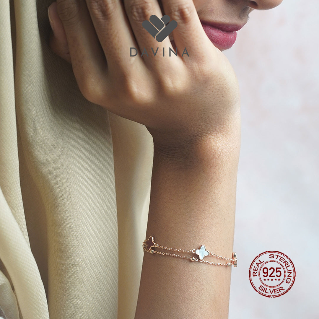 DAVINA Ladies Kayne Red Bracelet Rose Gold Plated Sterling Silver 925