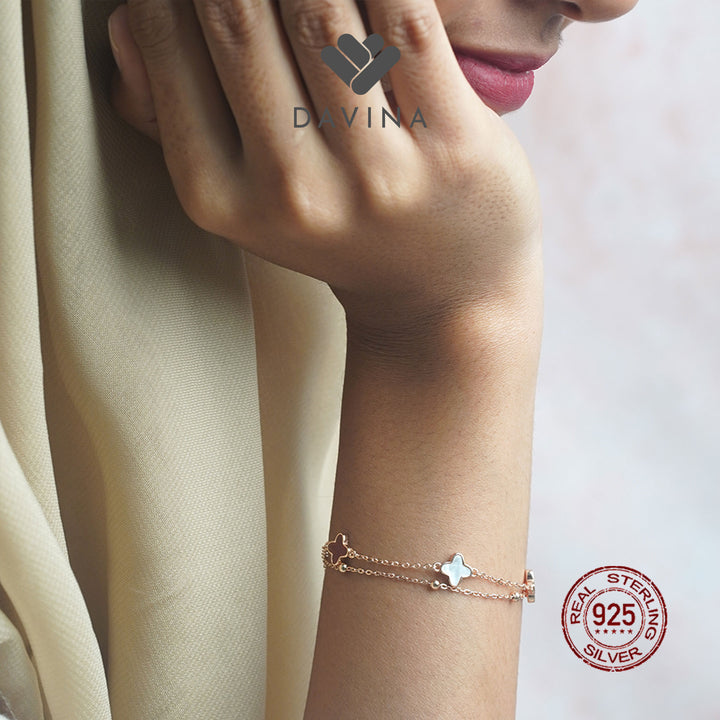 DAVINA Ladies Kayne Red Bracelet Rose Gold Plated Sterling Silver 925