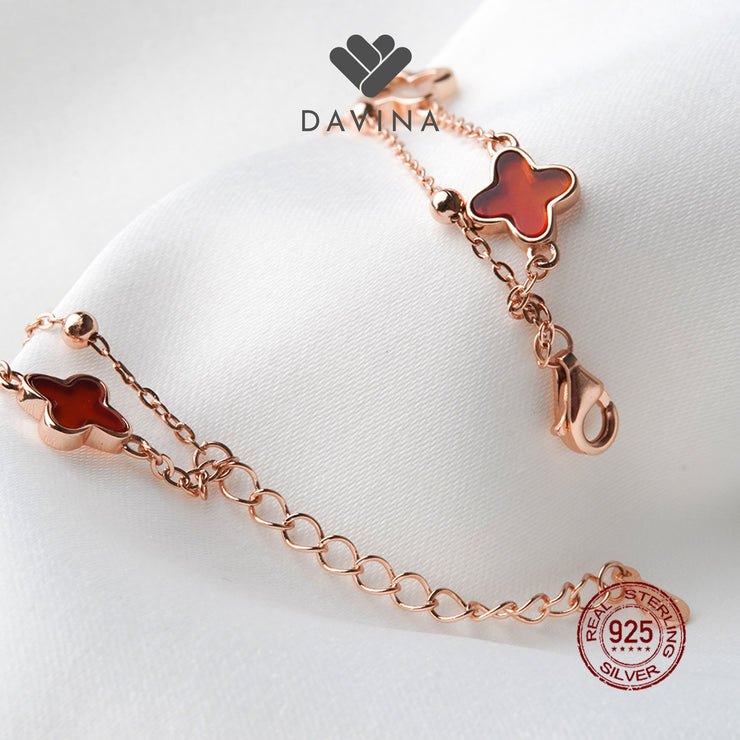 DAVINA Ladies Kayne Red Bracelet Rose Gold Color Sterling Silver 925