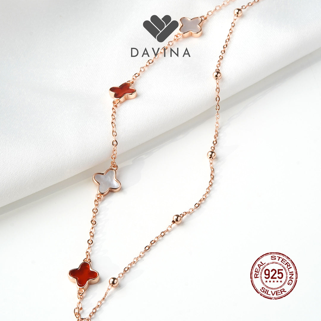 DAVINA Ladies Kayne Red Bracelet Rose Gold Plated Sterling Silver 925