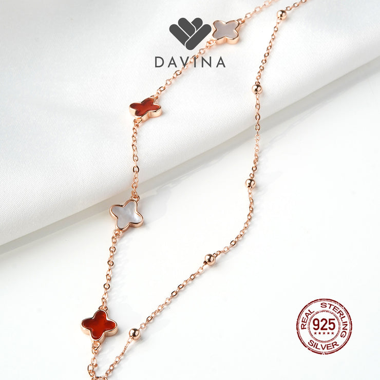 DAVINA Ladies Kayne Red Bracelet Rose Gold Color Sterling Silver 925