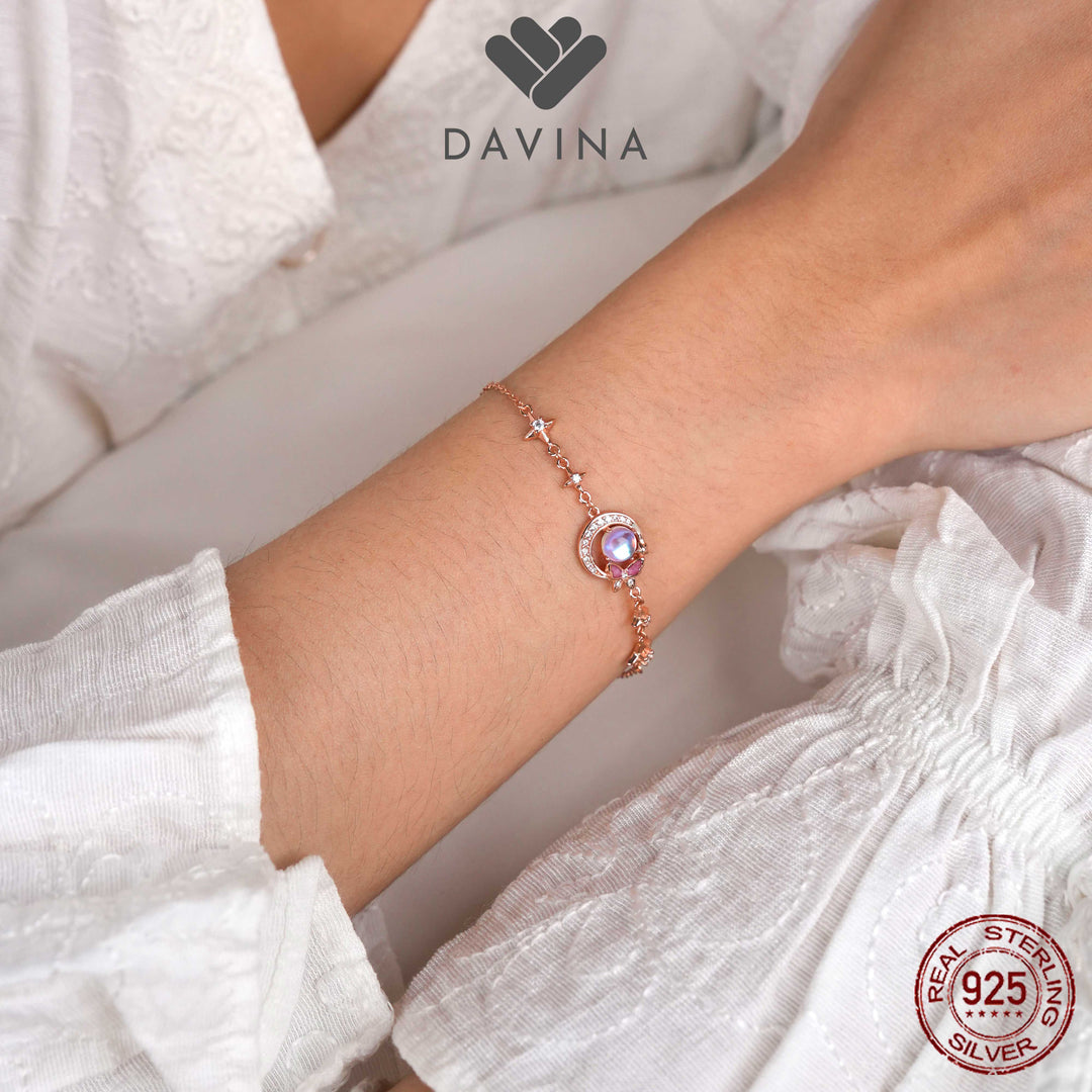 DAVINA Ladies Moonlight Bracelet Rose Gold Plated Sterling Silver 925