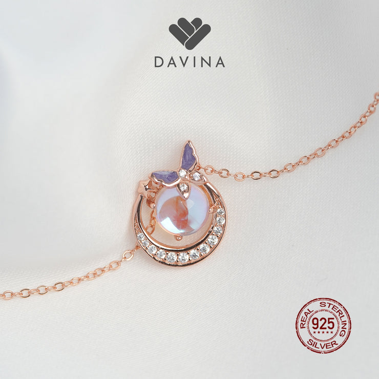 DAVINA Ladies Moonlight Necklace Rose Gold Plated Sterling Silver 925