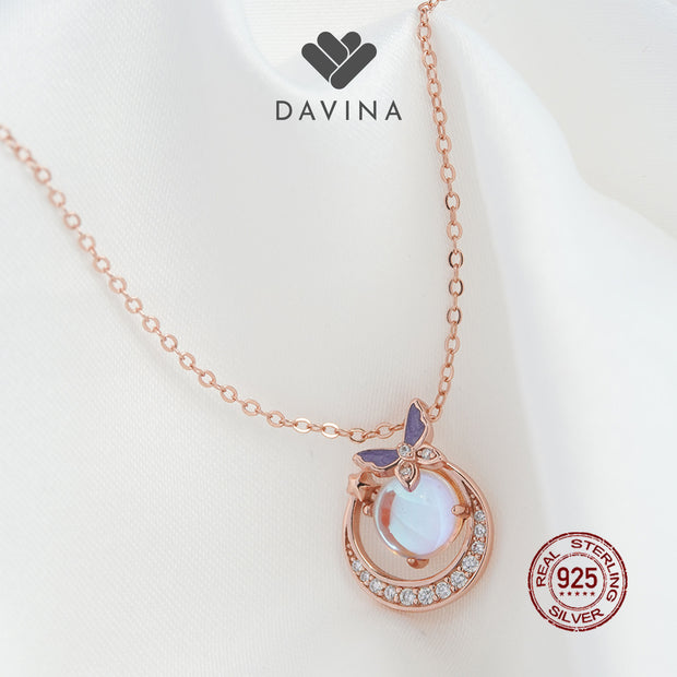 DAVINA Ladies Moonlight Necklace Rose Gold Plated Sterling Silver 925