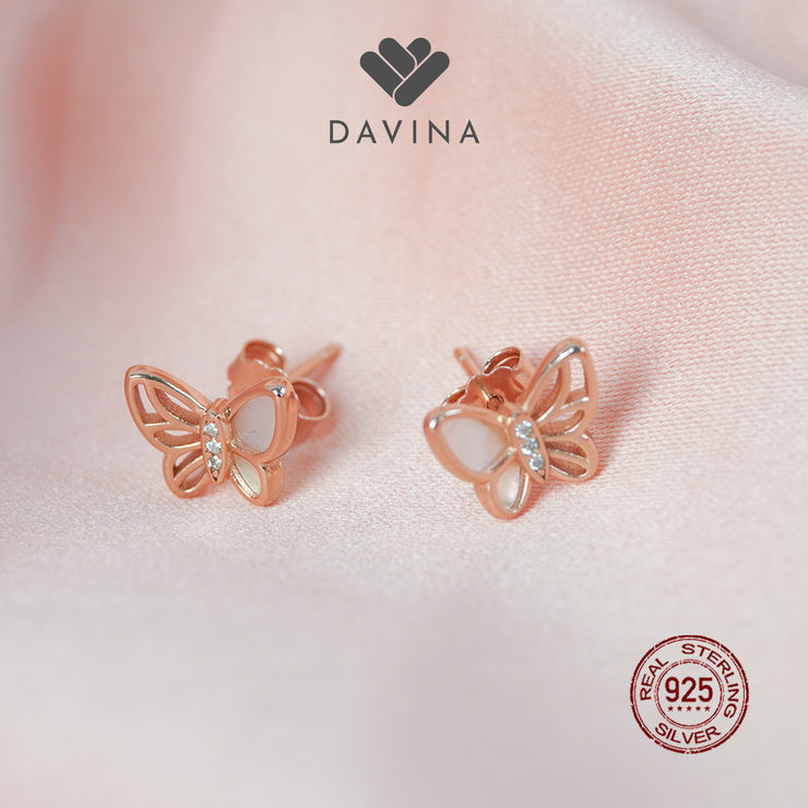 DAVINA Ladies Effie Earrings Rose Gold Plated Sterling Silver 925