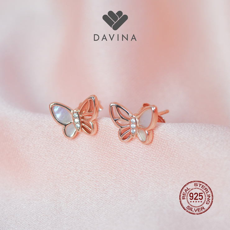 DAVINA Ladies Effie Earrings Rose Gold Plated Sterling Silver 925