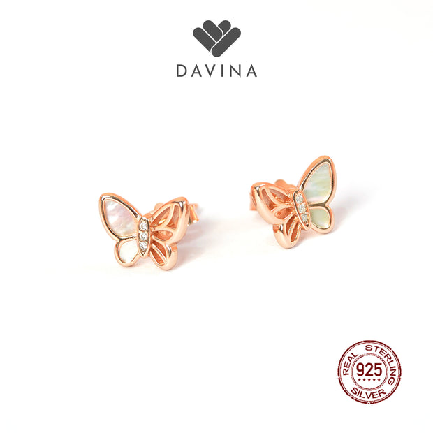 DAVINA Ladies Effie Earrings Rose Gold Plated Sterling Silver 925