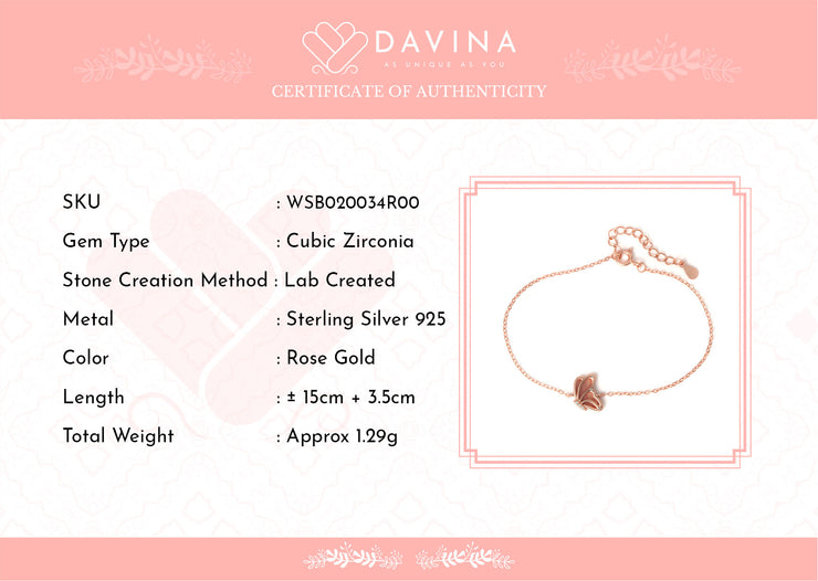 Davina Ladies Charlotte Bracelet Rose Gold Color Sterling Silver 925