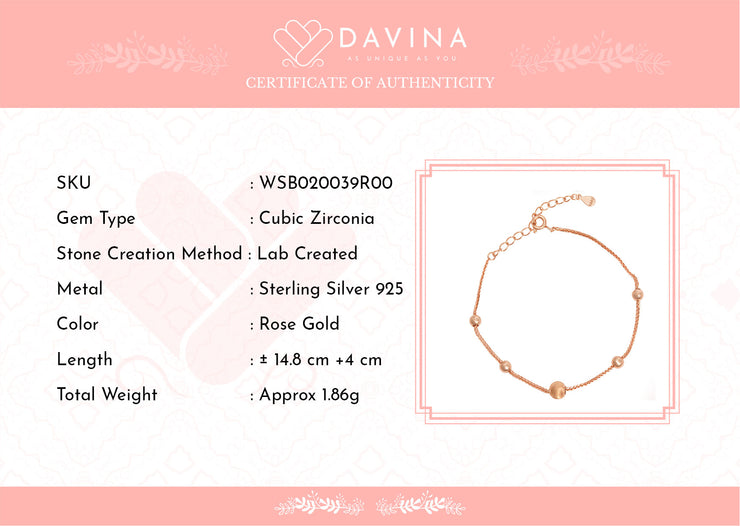 DAVINA Ladies Luke Bracelet Rose Gold Color Sterling Silver 925