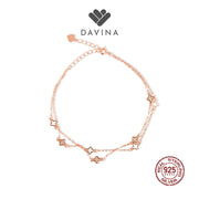 DAVINA Ladies Avaluna Anklet Rose Gold Sterling Silver 925