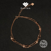 DAVINA Ladies Avaluna Anklet Rose Gold Sterling Silver 925