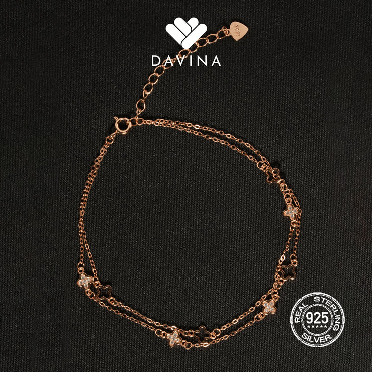 DAVINA Ladies Avaluna Anklet Rose Gold Sterling Silver 925