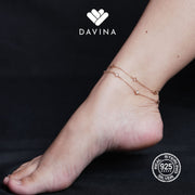 DAVINA Ladies Avaluna Anklet Rose Gold Sterling Silver 925