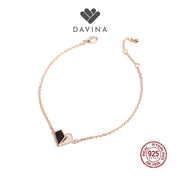 DAVINA Ladies Lovela Black Bracelet Rose Gold Color Sterling Silver 925