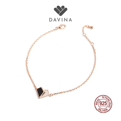 DAVINA Ladies Lovela Black Bracelet Rose Gold Color Sterling Silver 925