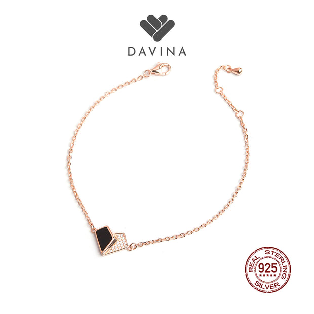 DAVINA Ladies Lovela Black Bracelet Rose Gold Color Sterling Silver 925