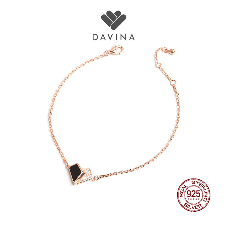 DAVINA Ladies Lovela Black Bracelet Rose Gold Color Sterling Silver 925