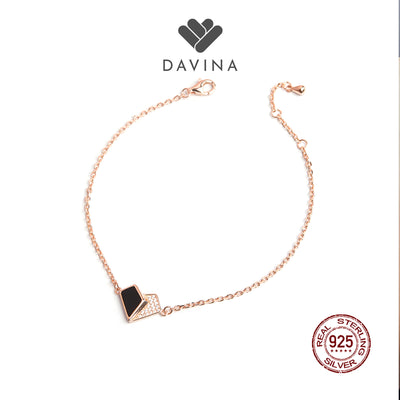 DAVINA Ladies Lovela Black Bracelet Rose Gold Color Sterling Silver 925