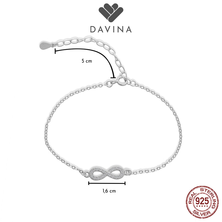 DAVINA Ladies Infinity Bracelet Sterling Silver 925
