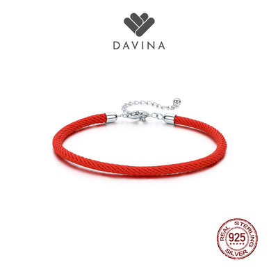 DAVINA Ladies Red Rope Bracelet Sterling Silver 925