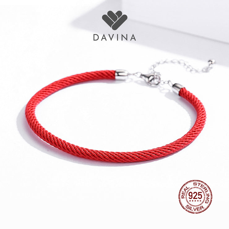 DAVINA Ladies Red Rope Bracelet Sterling Silver 925