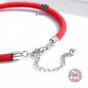 DAVINA Ladies Red Rope Bracelet Sterling Silver 925