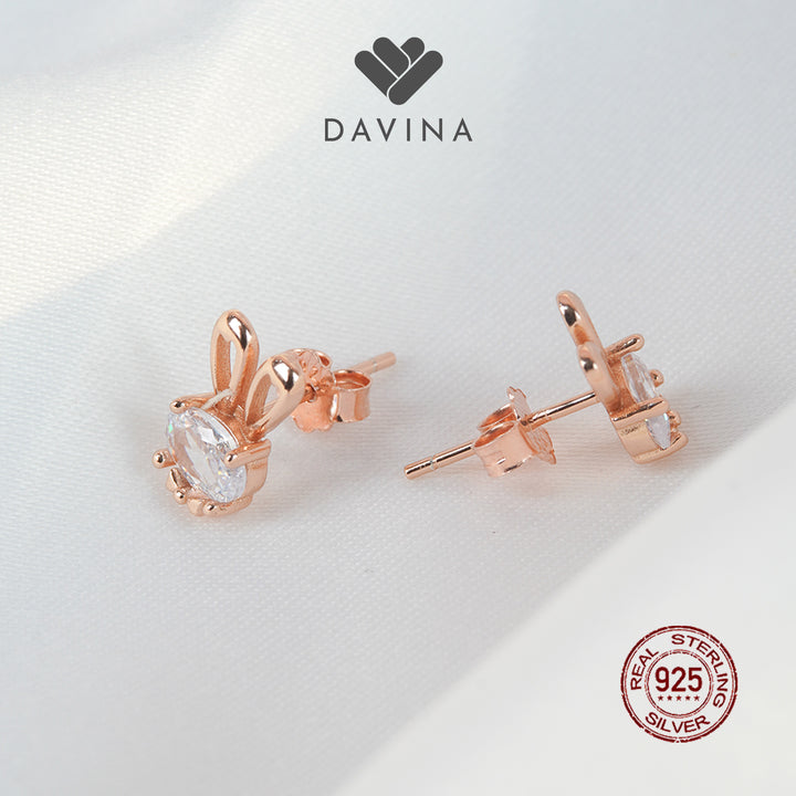 DAVINA Ladies Bunny Earrings Rose Gold Plated Sterling Silver 925