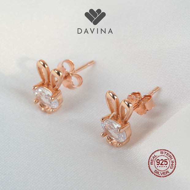 DAVINA Ladies Bunny Earrings Rose Gold Plated Sterling Silver 925