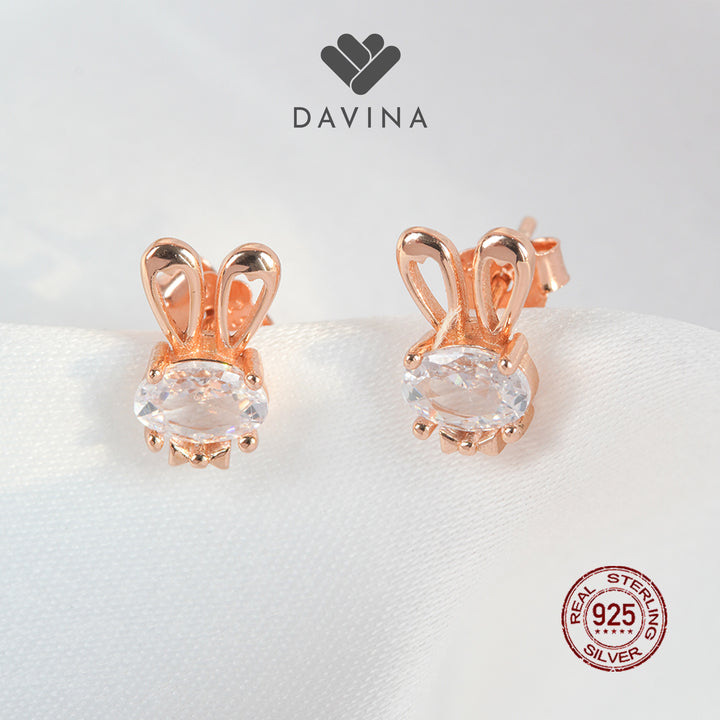 DAVINA Ladies Bunny Earrings Rose Gold Plated Sterling Silver 925