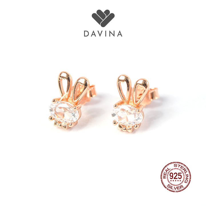 DAVINA Ladies Bunny Earrings Rose Gold Plated Sterling Silver 925