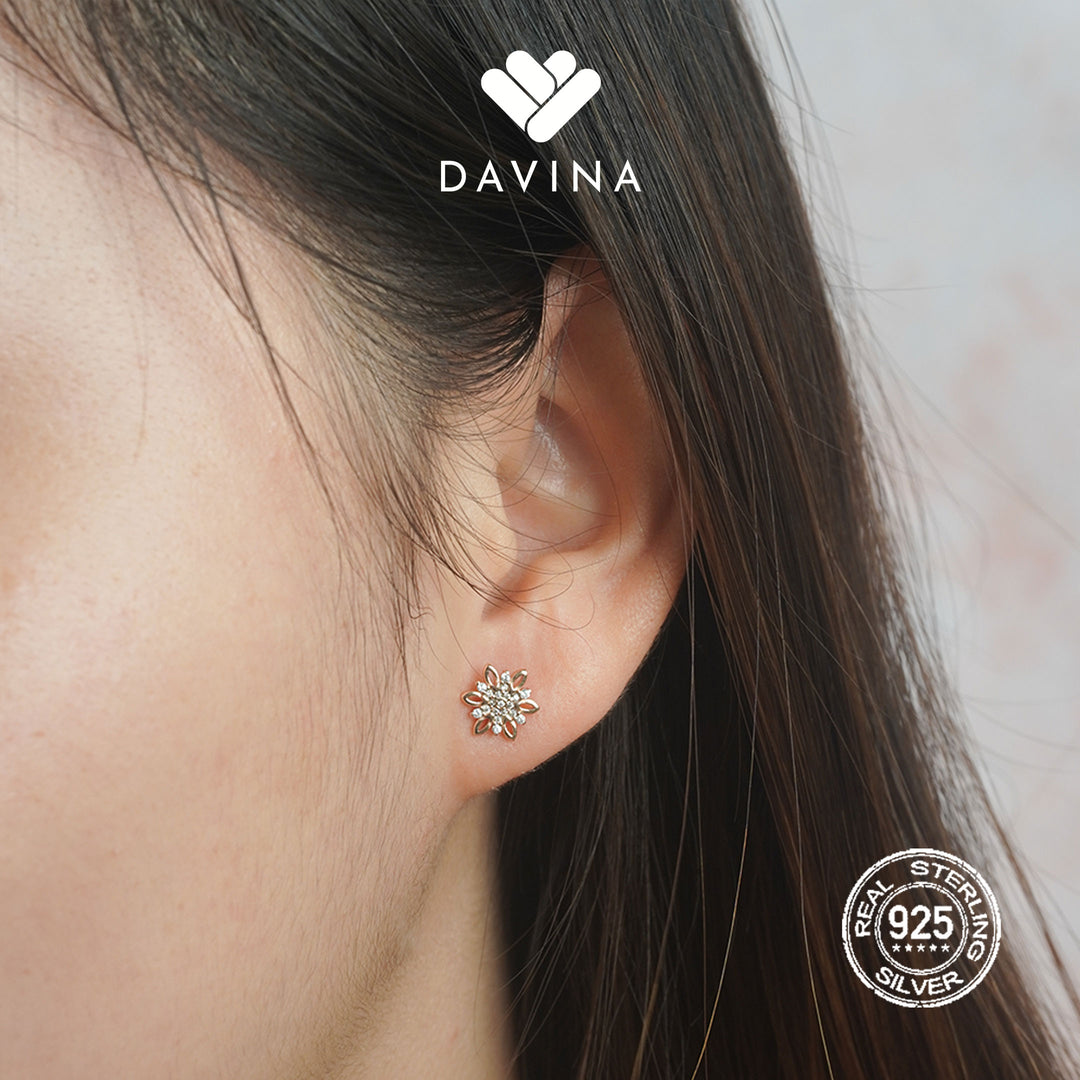 DAVINA Ladies Niella Earrings Rose Gold Plated Sterling Silver 925