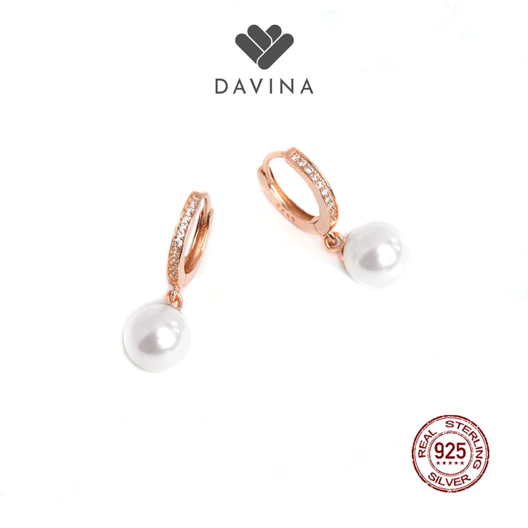 DAVINA Ladies Ocena Earrings Rose Gold Color Sterling Silver 925