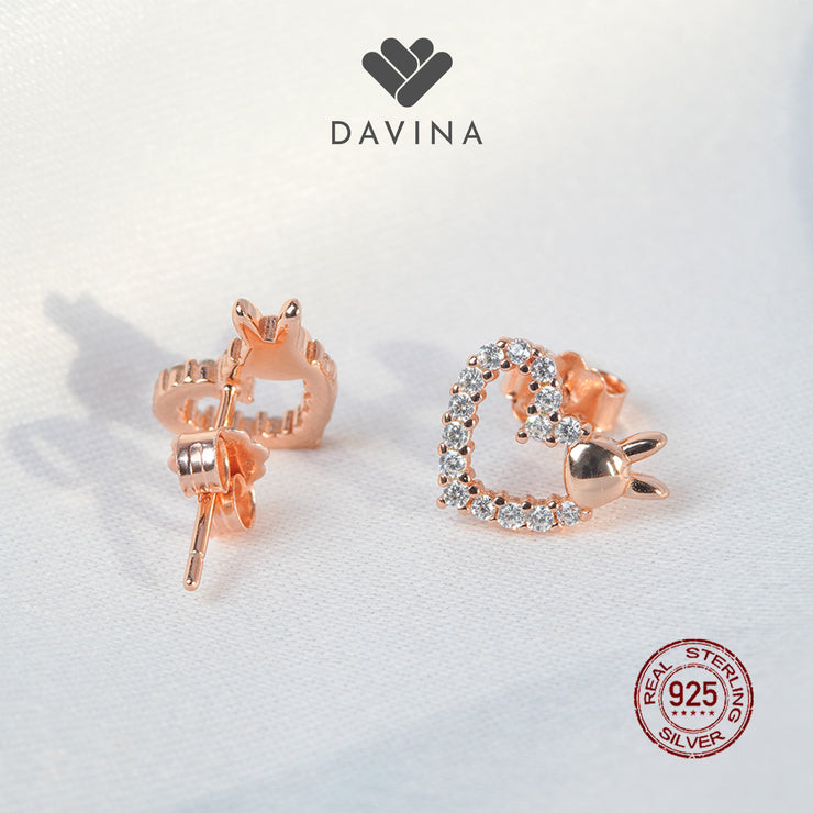 DAVINA Ladies Anite Earrings Rose Gold Color Sterling Silver 925