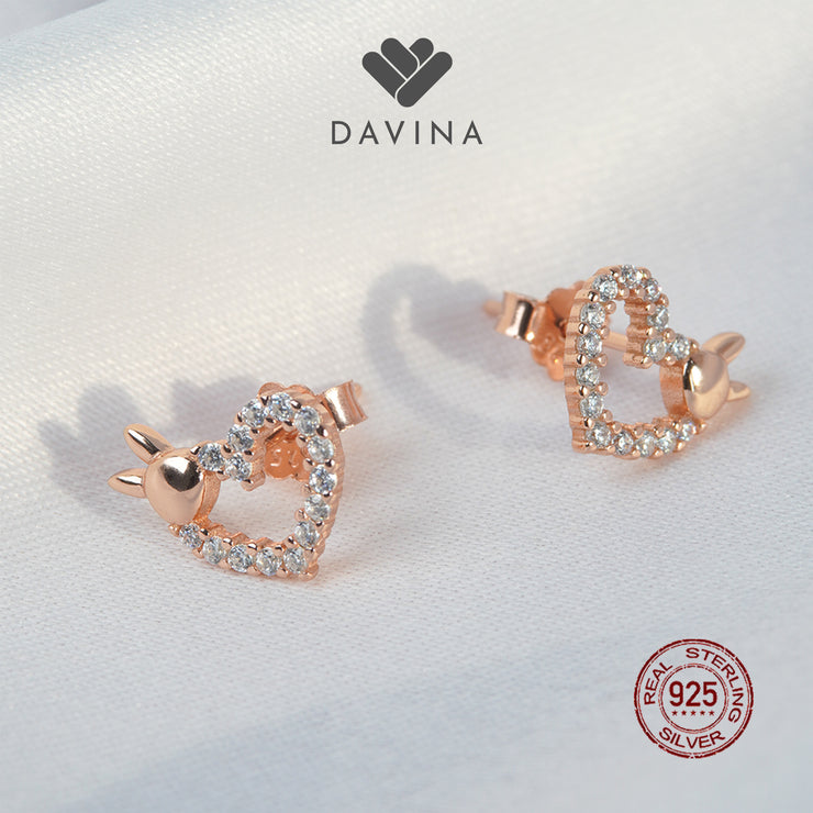 DAVINA Ladies Anite Earrings Rose Gold Color Sterling Silver 925