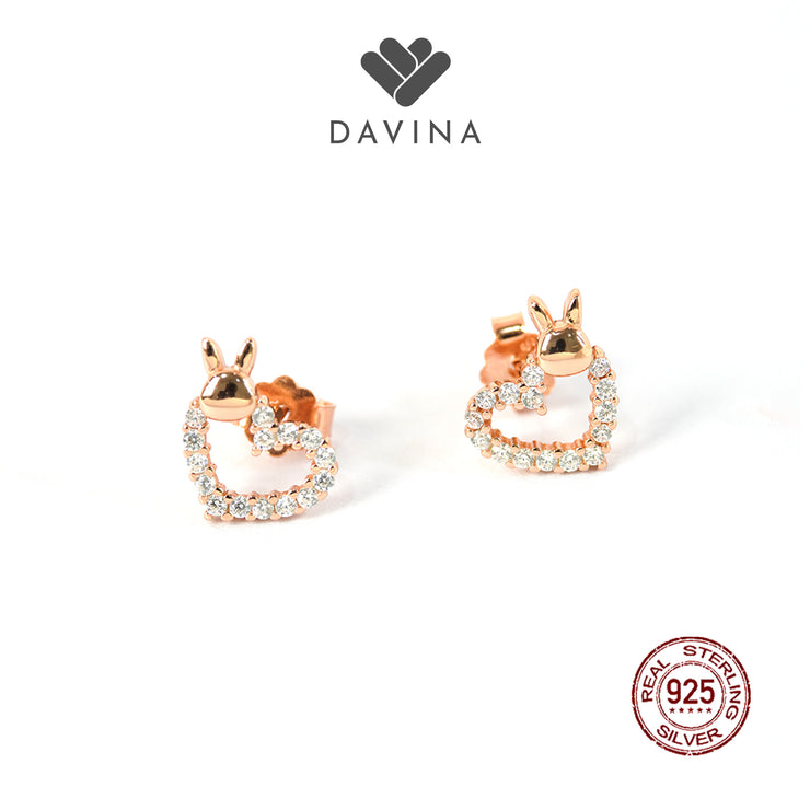 DAVINA Ladies Anite Earrings Rose Gold Color Sterling Silver 925