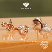 DAVINA Ladies Moonie Earrings Rose Gold Plated Sterling Silver 925