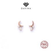 DAVINA Ladies Moonie Earrings Rose Gold Plated Sterling Silver 925