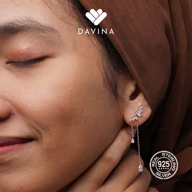 DAVINA Ladies Aviva Earrings Rose Gold Plated Sterling Silver 925