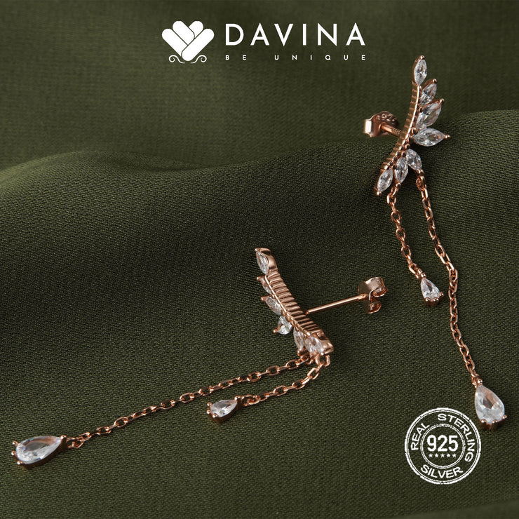 DAVINA Ladies Aviva Earrings Rose Gold Plated Sterling Silver 925