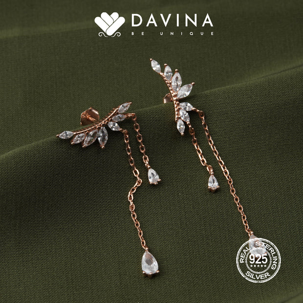 DAVINA Ladies Aviva Earrings Rose Gold Plated Sterling Silver 925