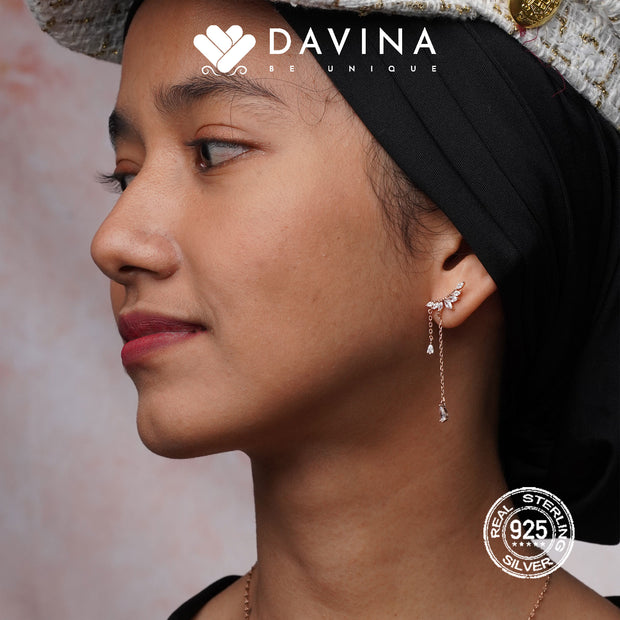 DAVINA Ladies Aviva Earrings Rose Gold Plated Sterling Silver 925