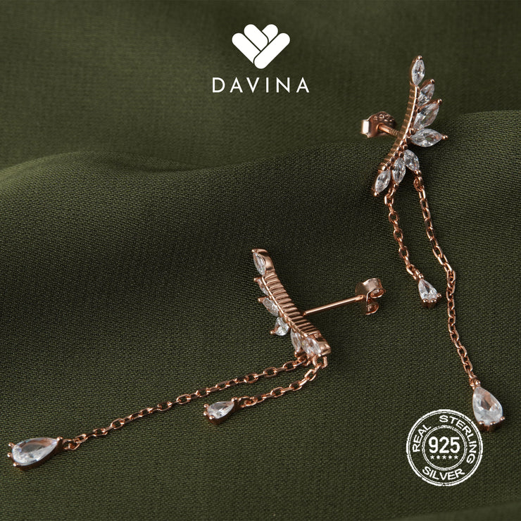 DAVINA Ladies Aviva Earrings Rose Gold Plated Sterling Silver 925