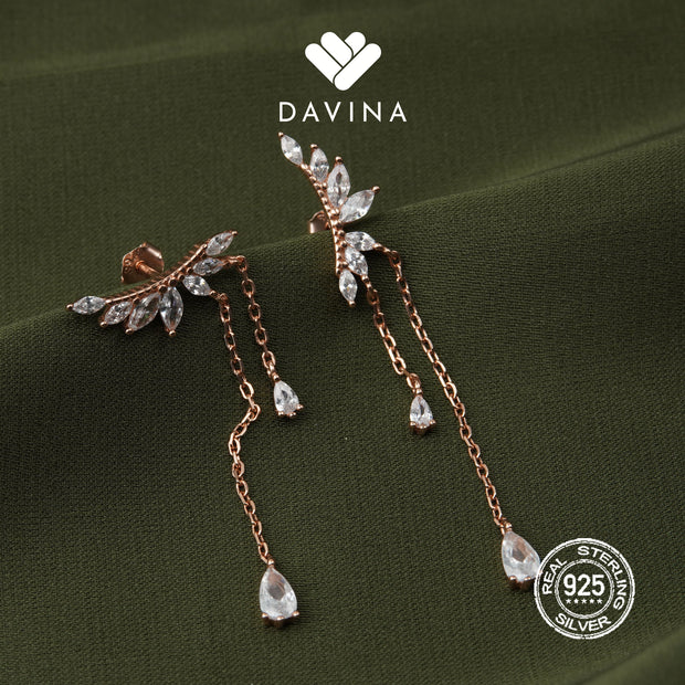 DAVINA Ladies Aviva Earrings Rose Gold Plated Sterling Silver 925