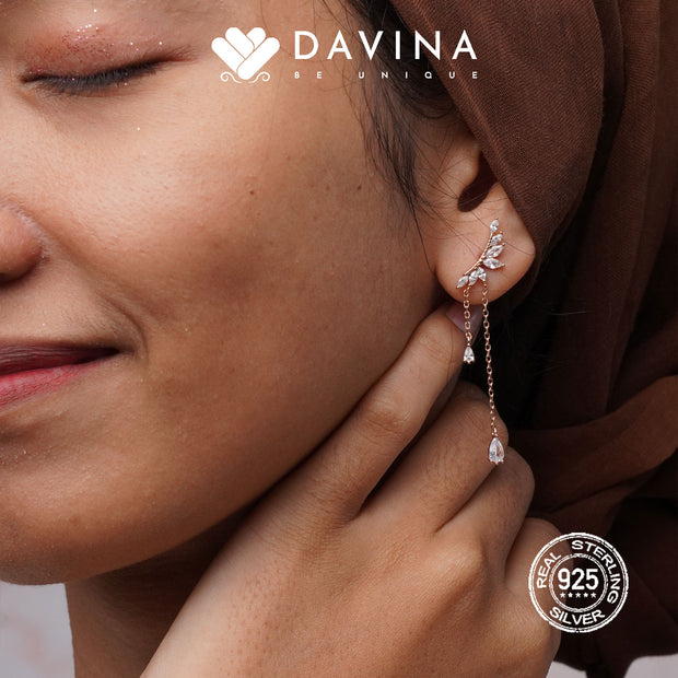 DAVINA Ladies Aviva Earrings Rose Gold Plated Sterling Silver 925